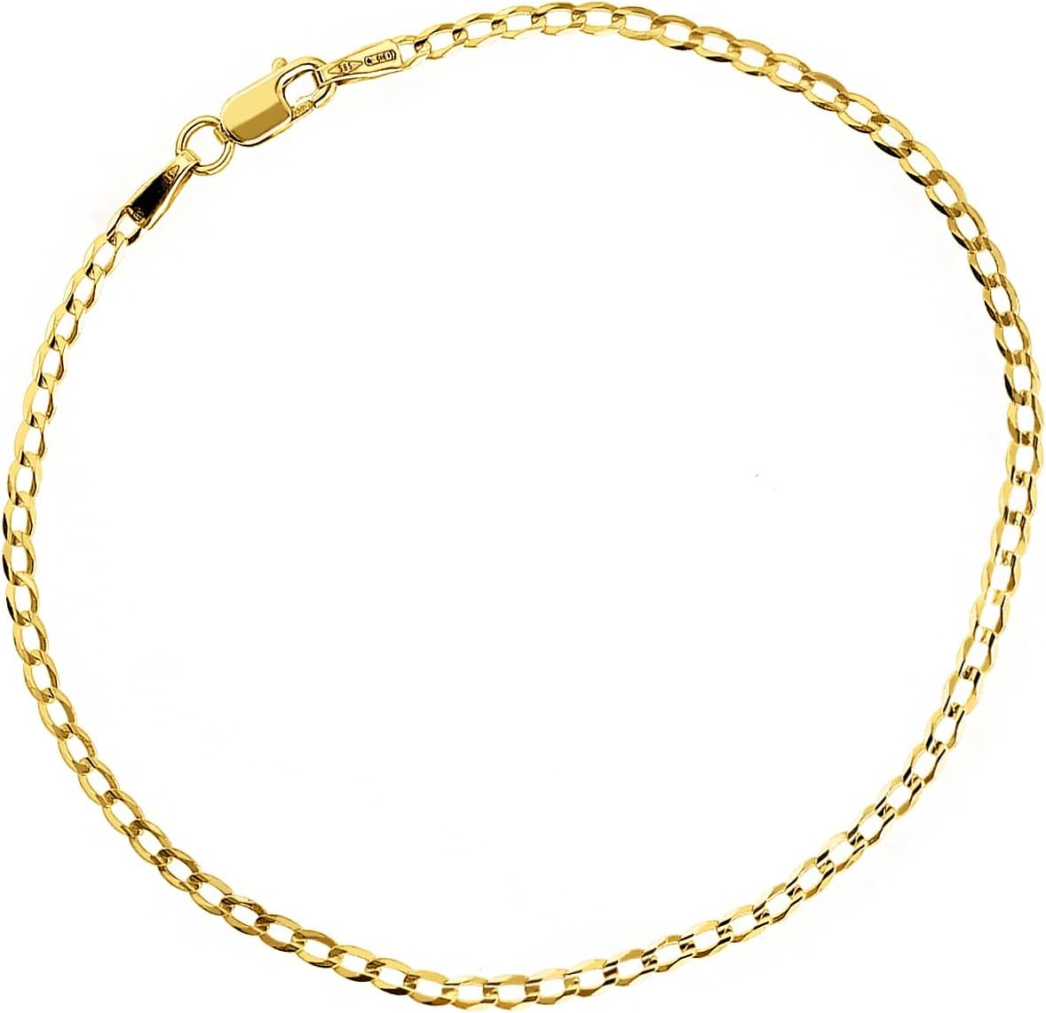 forme di Lucchetta - Authentic Italian 14k Gold Curb Chain from Italy, 2mm Bracelet/Anklet adjustable up to 7.5 Inch - Fits perfectly with Charms