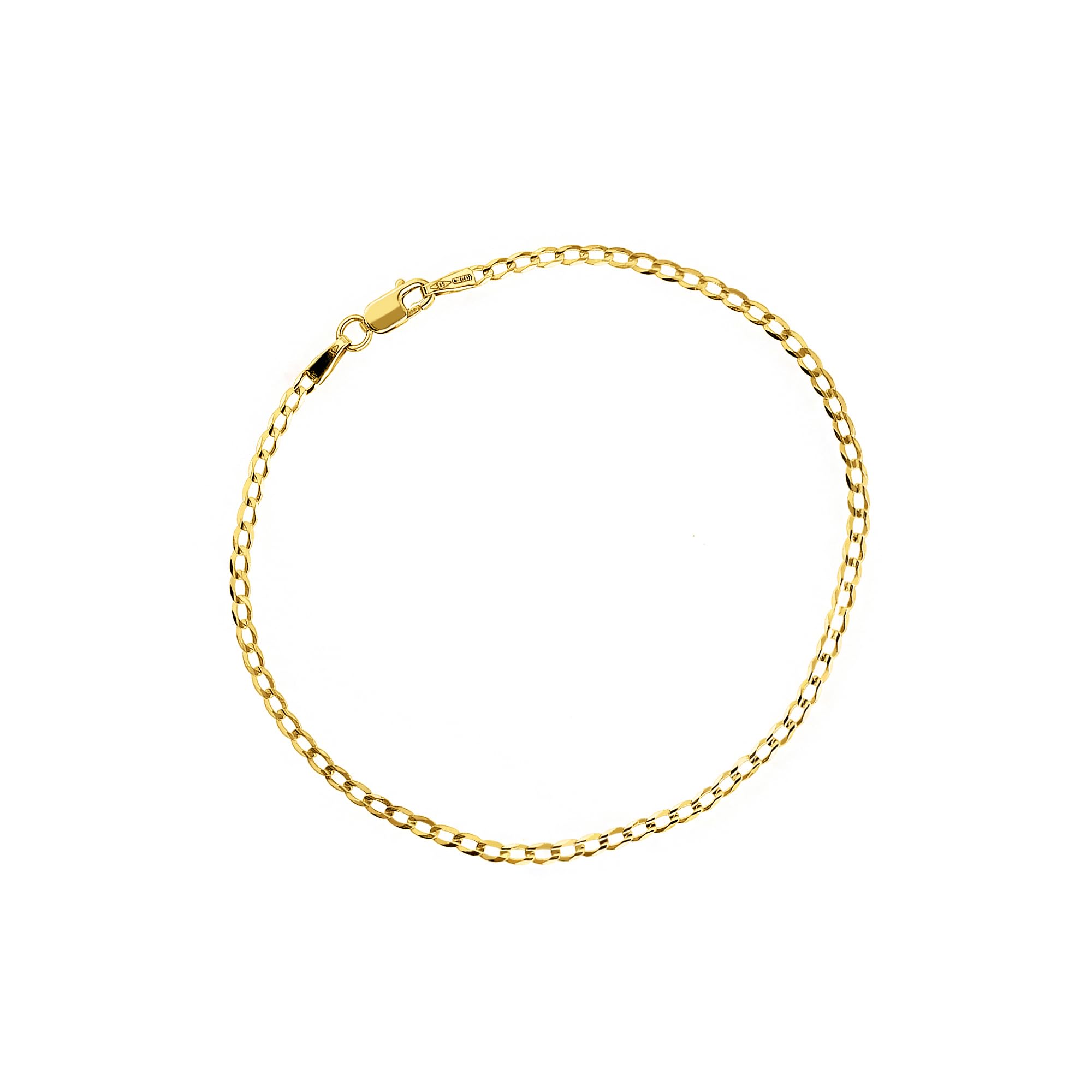 forme di Lucchetta - Braccialetto Oro Regolabile fino a 19cm | Oro Vero Giallo 14 kt Grumetta Effetto Diamantato 2mm, Abbinabile ai Charm