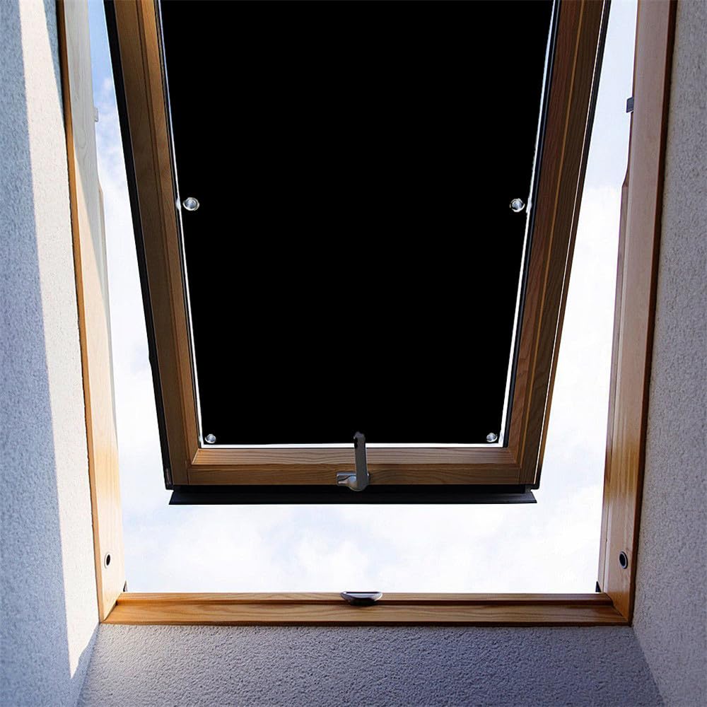 ZHhan Blackout Curtains for Roof Window Thermal Insulated Blackout Window Blinds with Sucker UV Protection for Bedroom, Baby Nursery Easy Installation (Black,16.9"x55.1")