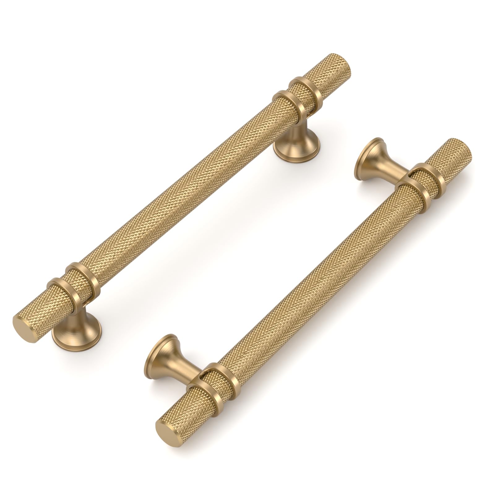 Coinkoly 10 Pack 5"(128mm) Champagne Bronze Cabinet Pulls Knurled Kitchen Cabinet Handles Drawer Pulls Champagne Gold Cupboard Hardware for Cabinets