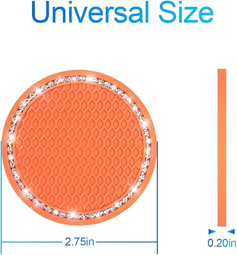 Miniatura 2 de Juego de 2 posavasos universales con diamantes de imitación, accesorios de automóvil de 2.75 pulgadas, adecuado para la mayoría de interiores de