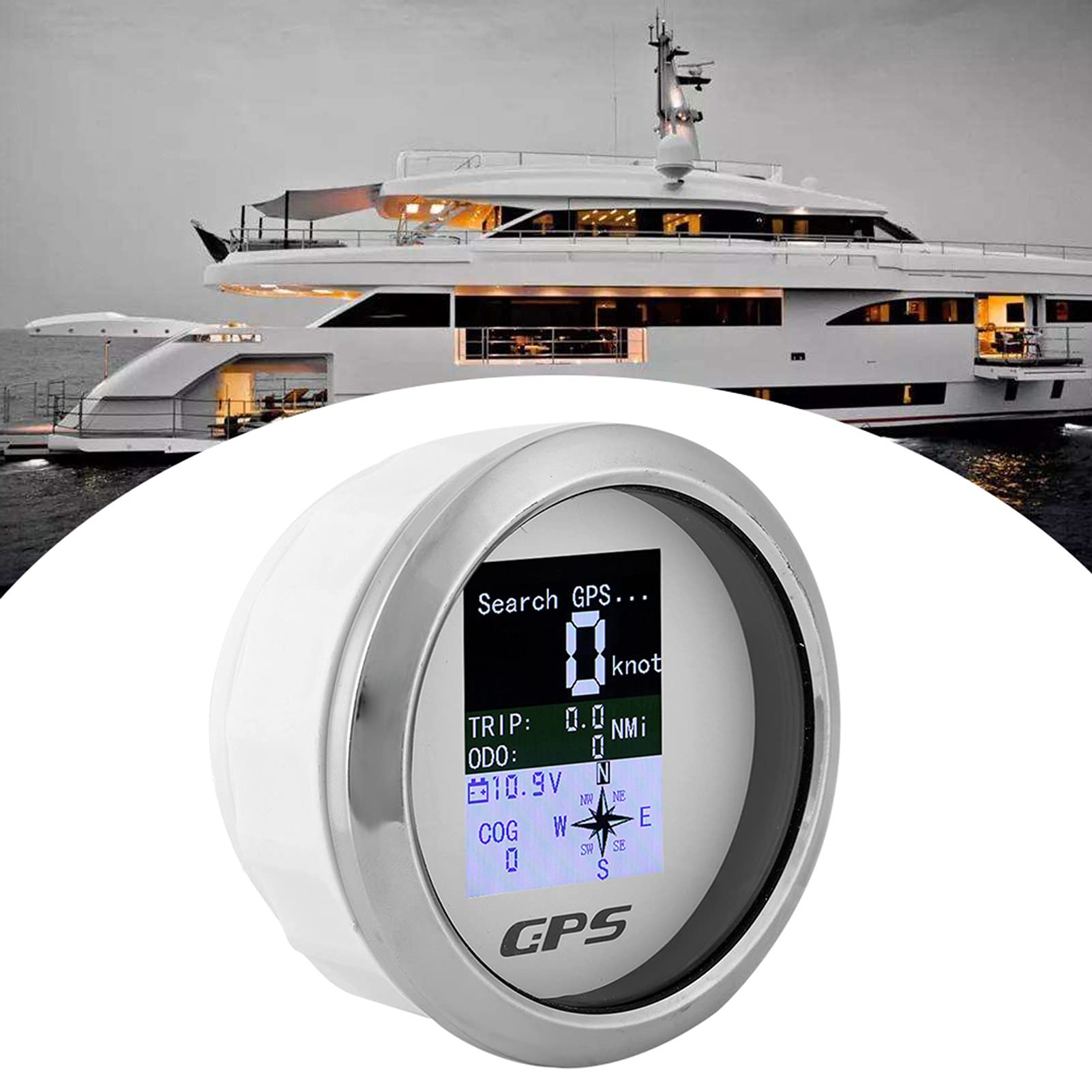 compteur de vitesse pour bateau,compteur de vitesse gps,Compteur de Vitesse Marin 3 3/8 Comp, Compteur de Vitesse GPS de 85 Mm, Ingénieur de Bateau de Voiture, Jauges Numériques étanches en Acier Inox