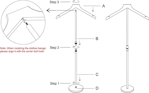 Miniatura 6 de Soporte de exhibición de camisas, torso de maniquí ajustable de altura de 18 a 34 pulgadas para tiendas de vendedores, perchero portátil de ropa más