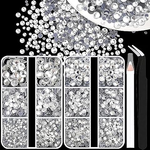 AUREHEN Mix Size SS6-SS30 Crystal Clear Hotfix Rhinestone Set, Flatback Hot Fix Crystals Iron-on Glass Diamond Strass Stones with Tools for Sewing & Fabric Clothing Shoes Bag Decoration Cover