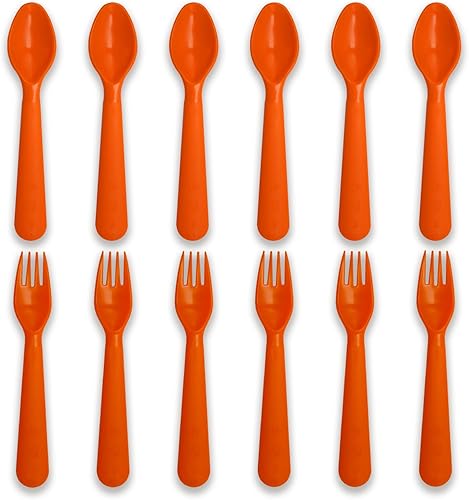 Miniatura 10 de Cucharas y tenedores para niños pequeños, cubiertos reutilizables de plástico, juego de cubiertos para bebé, utensilios de alimentación sin BPA,