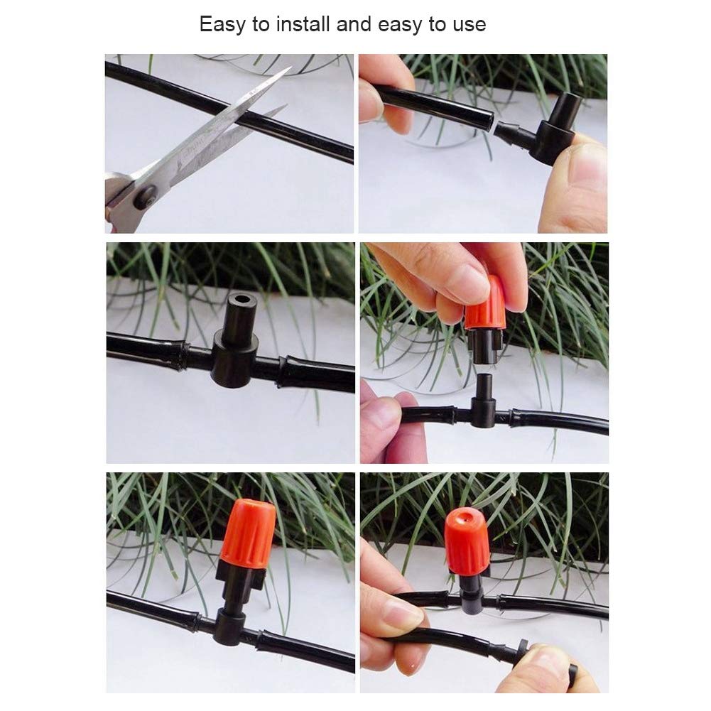 SIXRUN di Irrigazione da Giardino da 40 M Set di Irrigazione per a Goccia in Plastica 4/7 Tubi Installazione Semplice Risparmio Idrico per Terrazza Atrio Serra Piante in Vaso