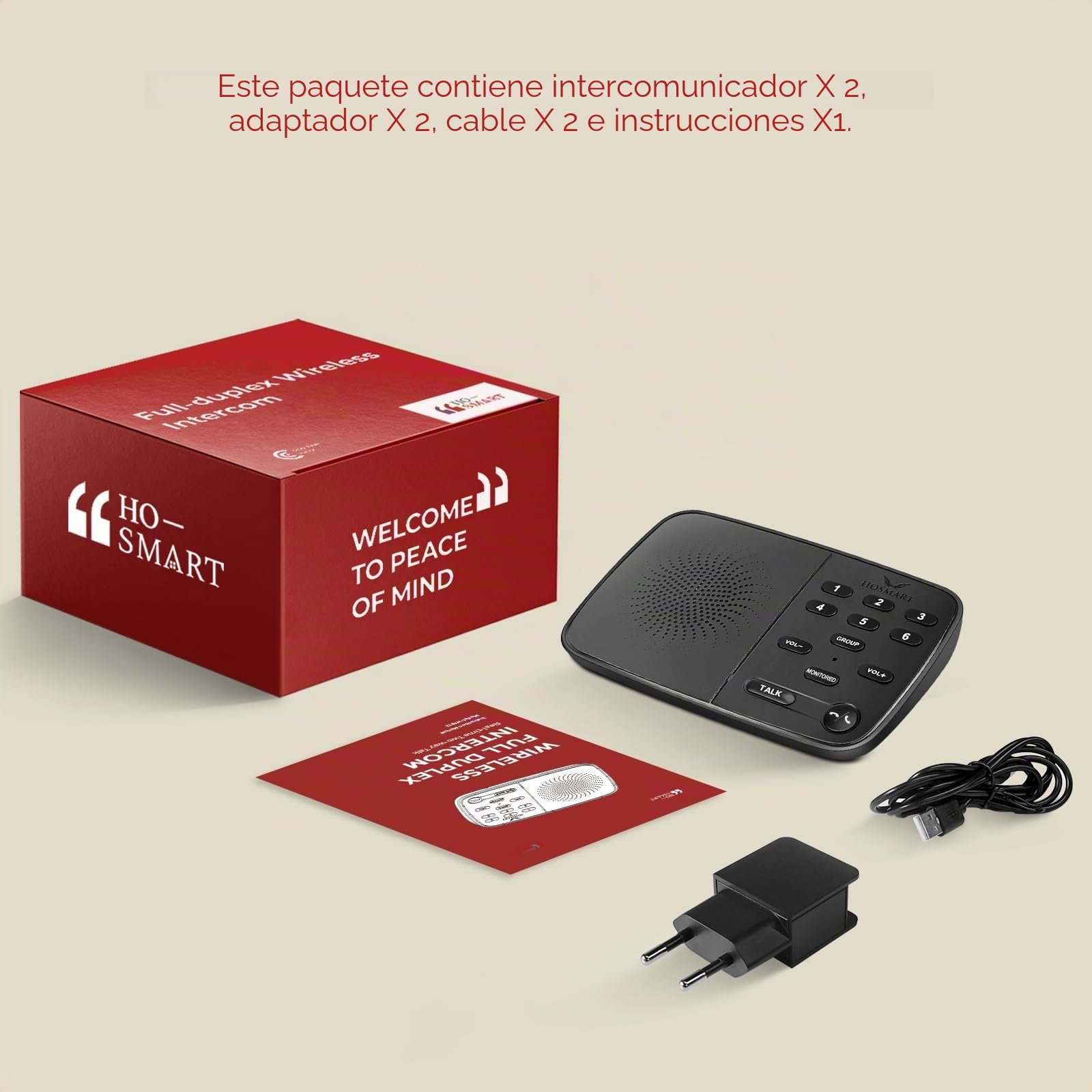Hosmart Intercomunicador Inalámbrico Dúplex 500m para Hogar y Empresa