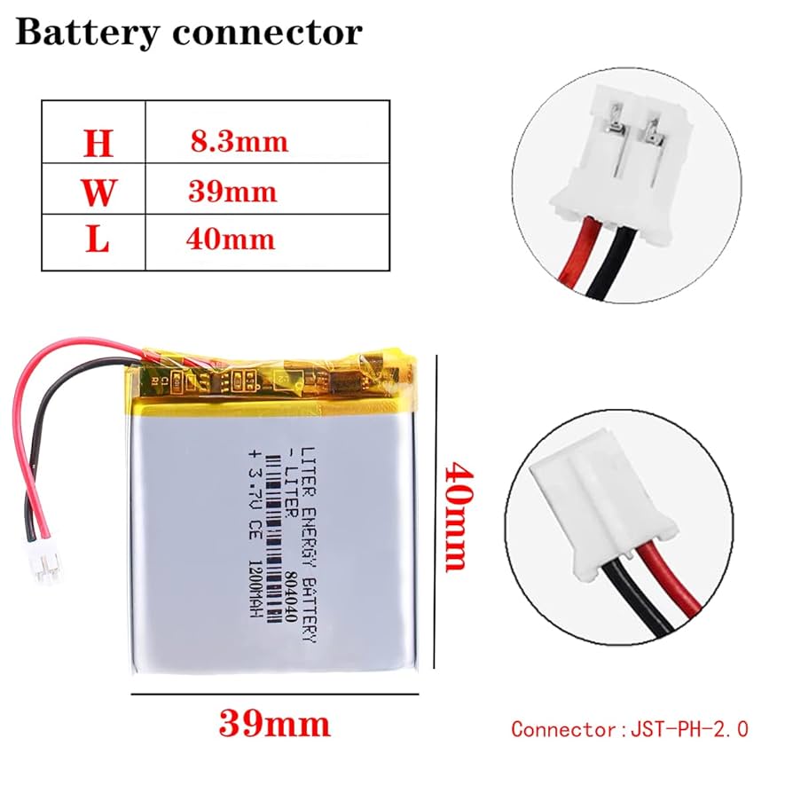 ya　804040 Amazon.com: Liter 3.7V 1200mAh 804040 Lipo Battery