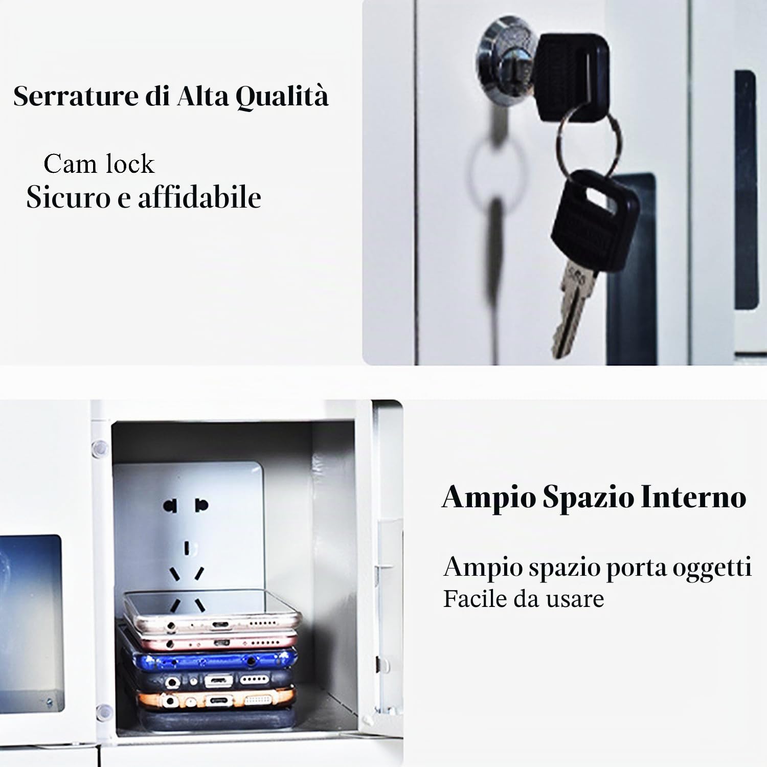 Armadietto per Telefono Cellulare in Acciaio - Stazione di Ricarica Portatile per Telefono Cellulare per Scuola, dormitorio, Ufficio, Sala conferenze - Mobiletto per Ricarica telef