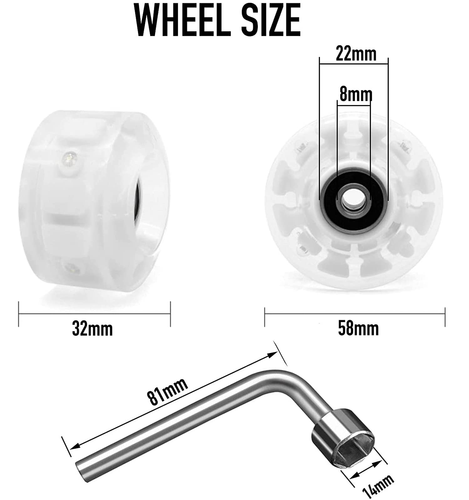 Ruote Per Pattini Luminose JIVIMOCO - 8 Pezzi Con LED E Cuscinetti, 32x58mm 78A, Blu - Foto 8