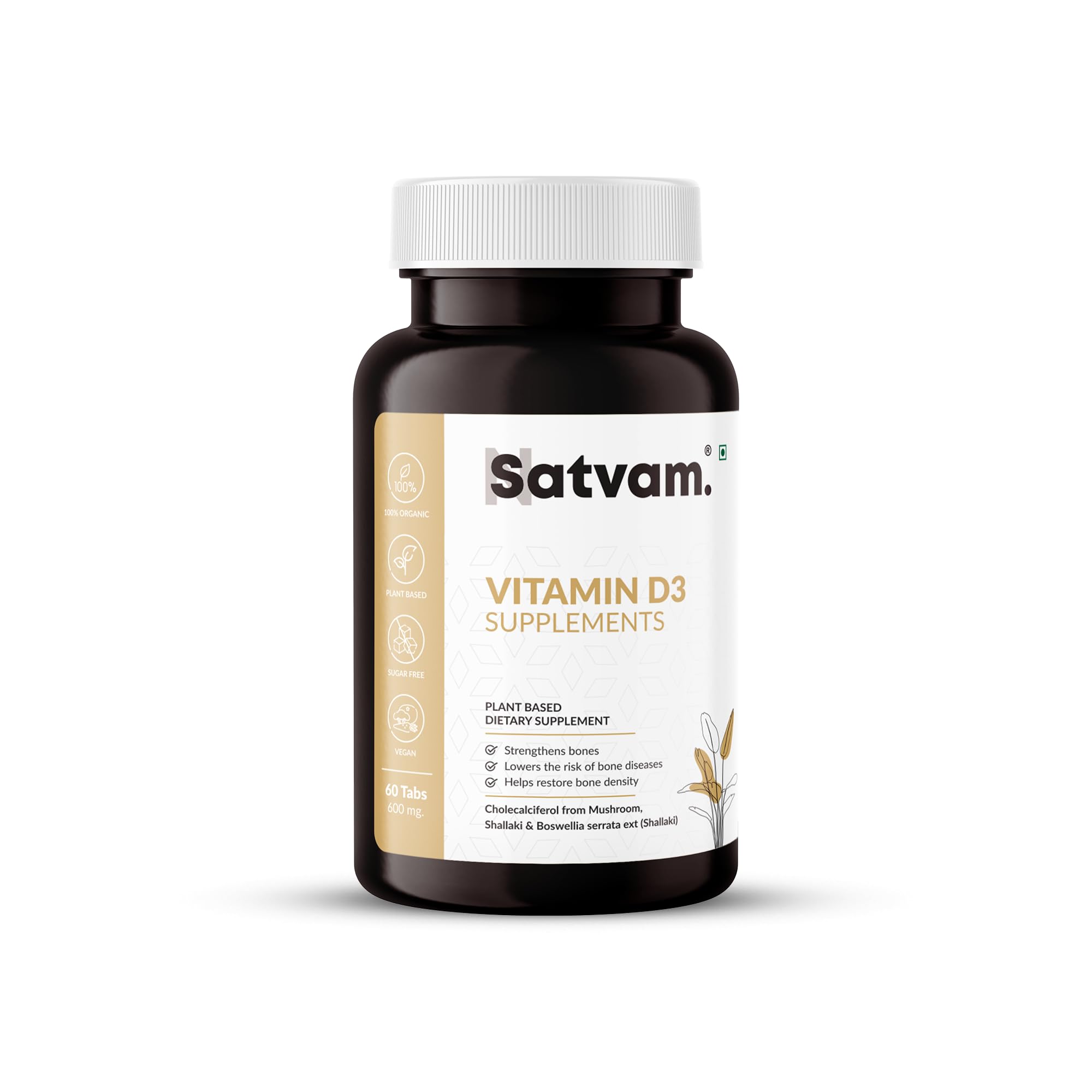 N Satvam. Vitamin D3 Supplement- Plant Based Dietary Supplement | Rich In Cholecalciferol And Shallaki | Strengthens And Restores Bone Density | Suitable For Men And Women-(60 Veg Tablets) Pack Of 1 (B09Z86ZPKL) Amazon Price History, Amazon Price Tracker