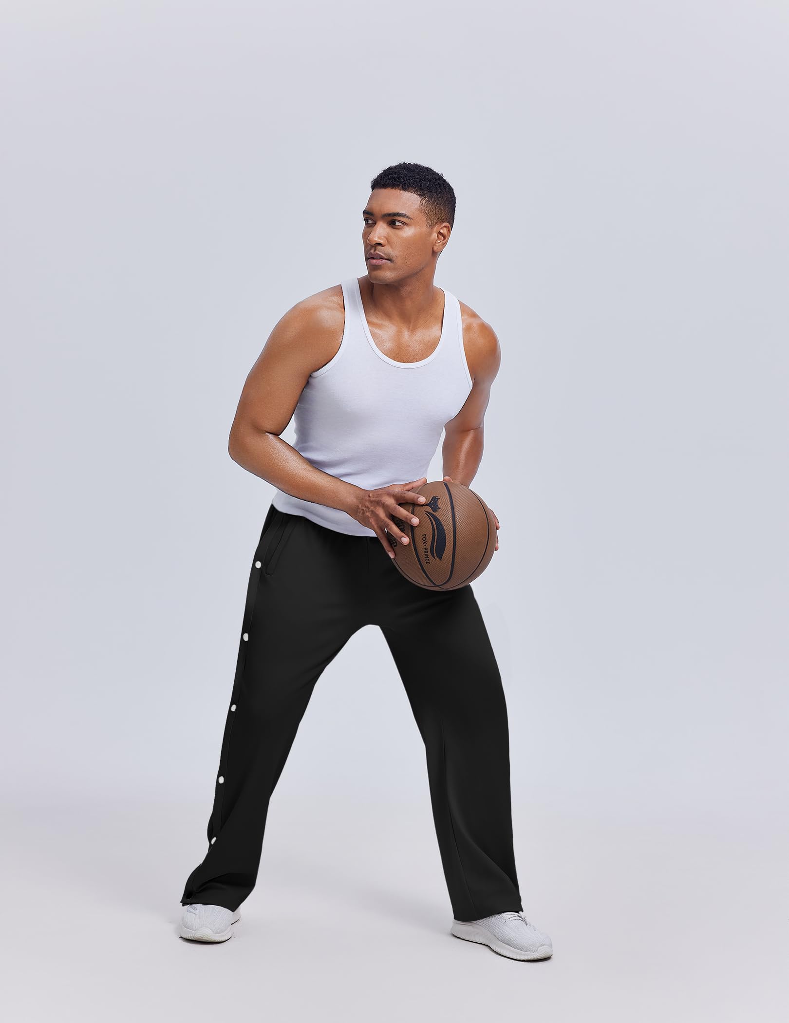 PINSPARK Herren Jogginghose Reha Hose Seitlichen Druckknöpfen Sweathose Joggers Sporthose Fitness Trainingshose mit Taschen