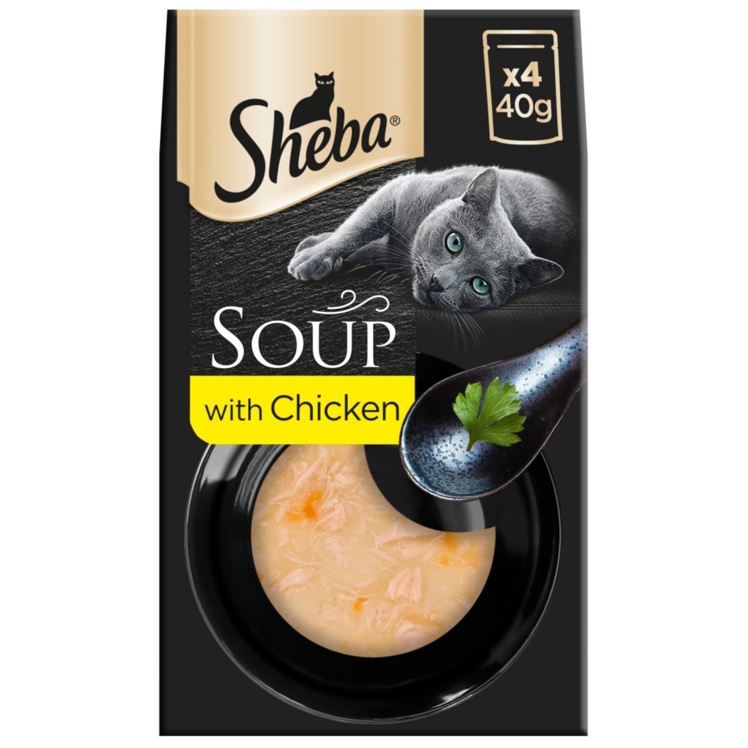 Sheba Classics Cat Food Wet - SOUP Cat Pouches with Chicken Fillets, 4 x 40 g
