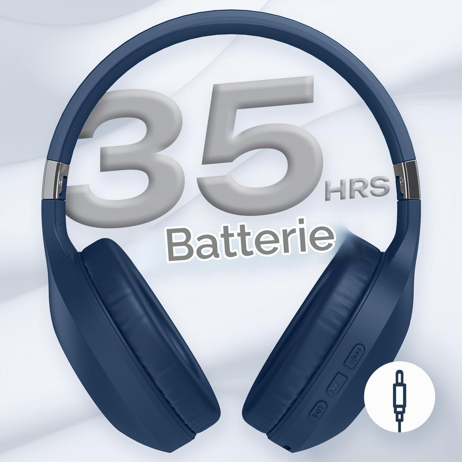 PowerLocus Casque Audio Bluetooth sans-Fil avec Microphone Intégré, Basses fréquences Stéréo Hi-FI, Confortable Cache-Oreilles pour Les Cours en Ligne, Téléphones Portables, Tablettes, PC,TV