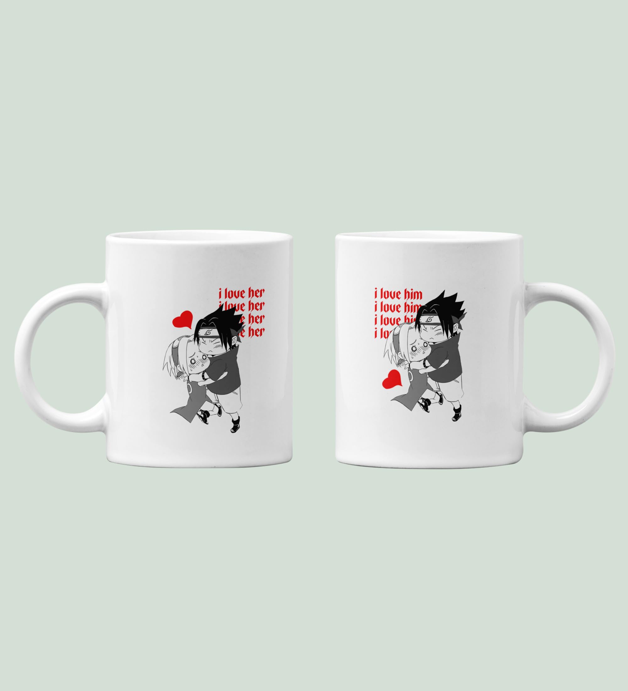 Yellow Orrange I Love Her/I Love Him 250ml Ceramic Coffee Mugs Printed for Couples 1