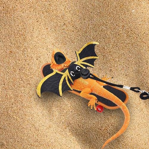 Image of 7 Pieces Bearded Dragon Tank Accessories,Bearded Dragon Leashes and Harnesses Set,S /M /L 3 Size Pack Leather Wing Lizard Harness with Removable Lizard Leash for Amphibians and Other Small Pet Animals