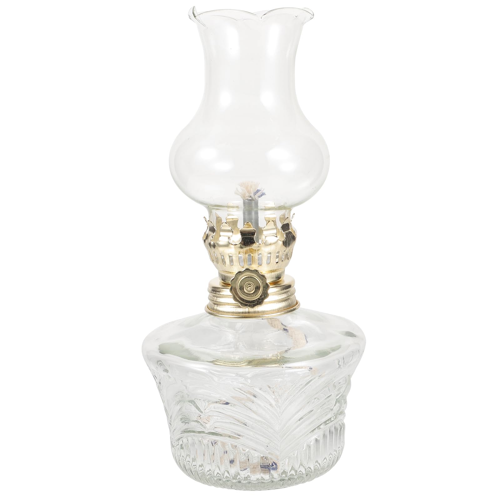 Warmhm Vintage Oil Lamp Crystal Glass Chimney Kerosene Lamp Retro Glass Kerosene Desk Oil Light for Indoor Oil Lantern s Emergency (7.07X3.54X3.54 Inch)