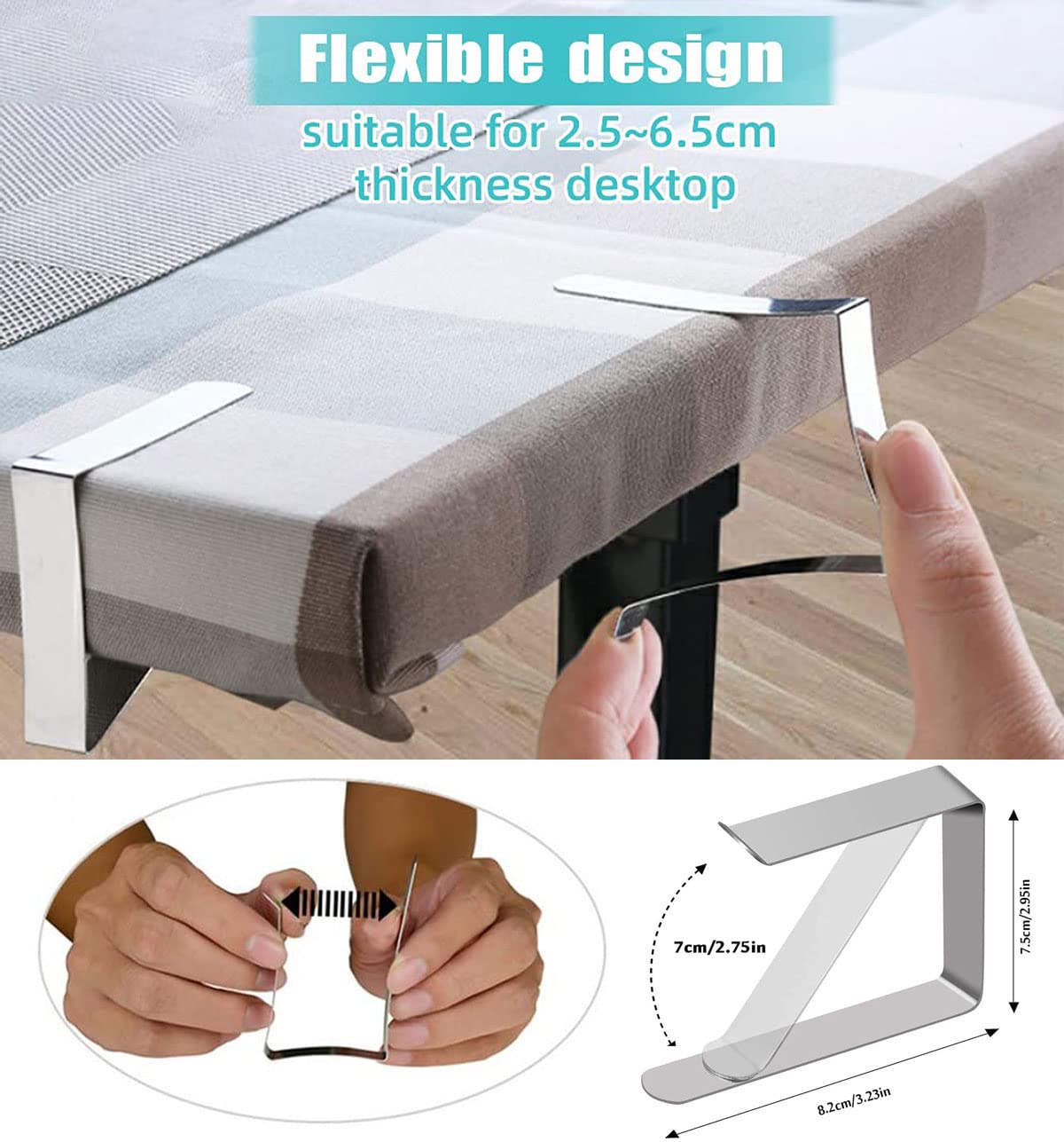 Sujeta Manteles de Mesa Exterior, 12 Pcs Pinzas de Cocina Grande, 8 x 7 cm, para Restaurante Boda Fiesta Mesa Jardin Grosor de 2,5-6,5 cm