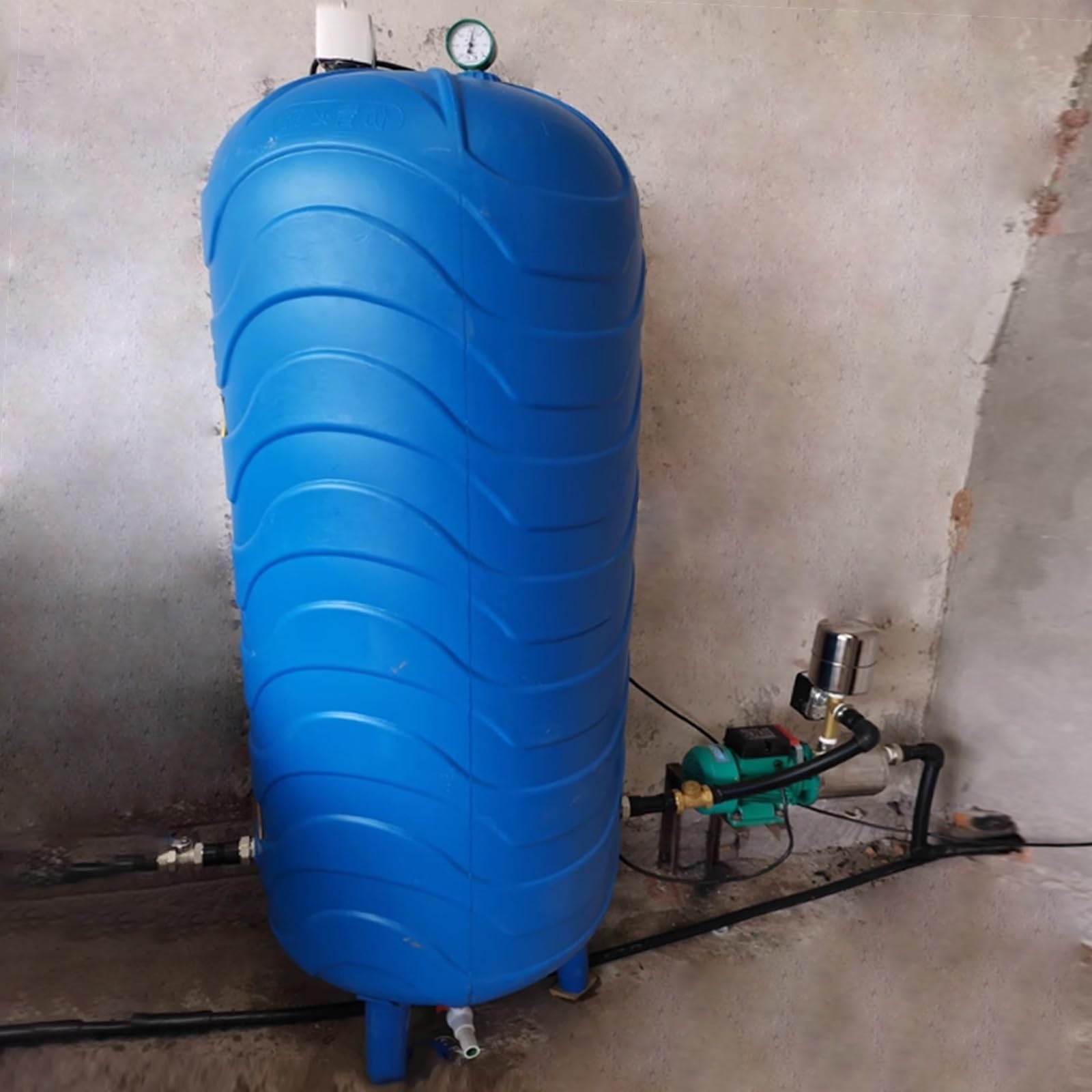 Serbatoio a Pressione Verticale Automatico in Plastica | 60/100/120/150/200/250/300/350/400/500 Litri, per Pulizie Industriali(500L/132gal)