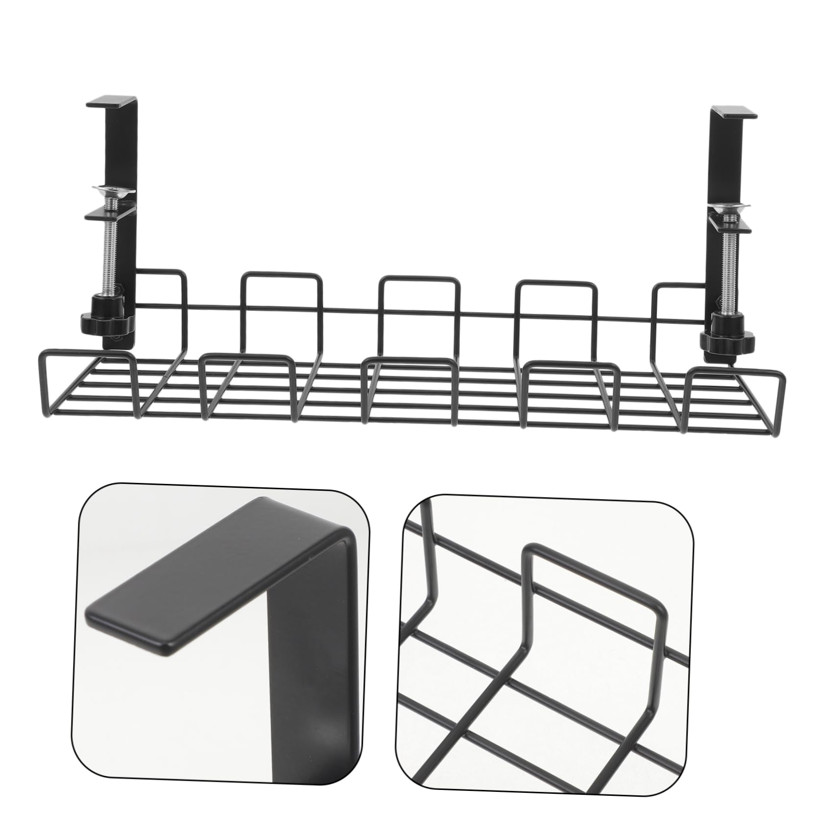 EXCEART Organisateur de Câbles Multifonctionnel sous Bureau pour Bureau Moderne Support en Fil Métallique Robuste pour Rangement Multiprises et Gestion Câble Noir Usage Domestique Professionnel