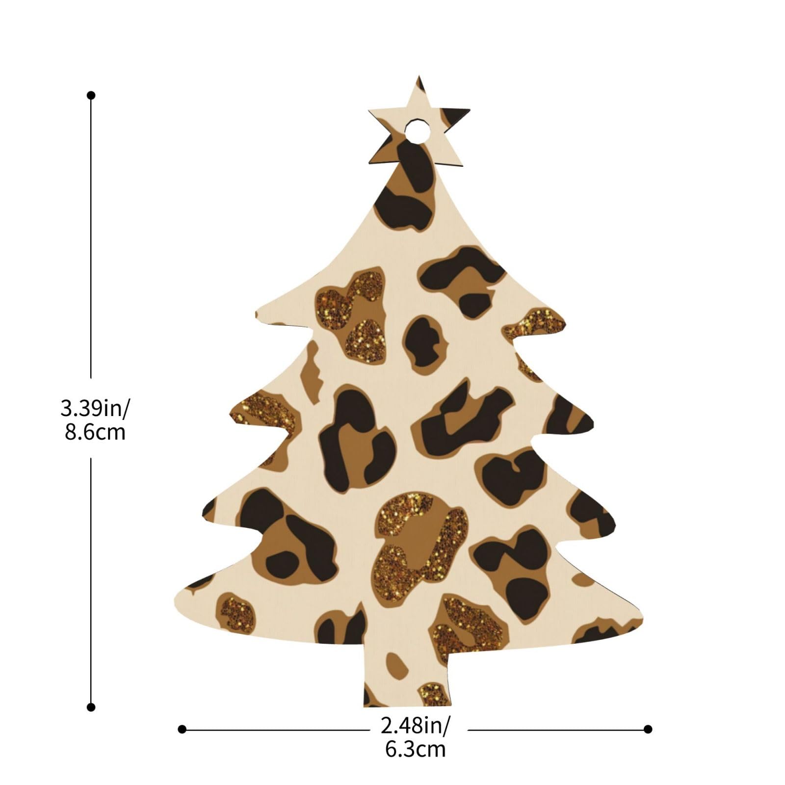 Amazon.co.jp: 動物ヒョウ柄クリスマス木製ハンギングオーナメント木製