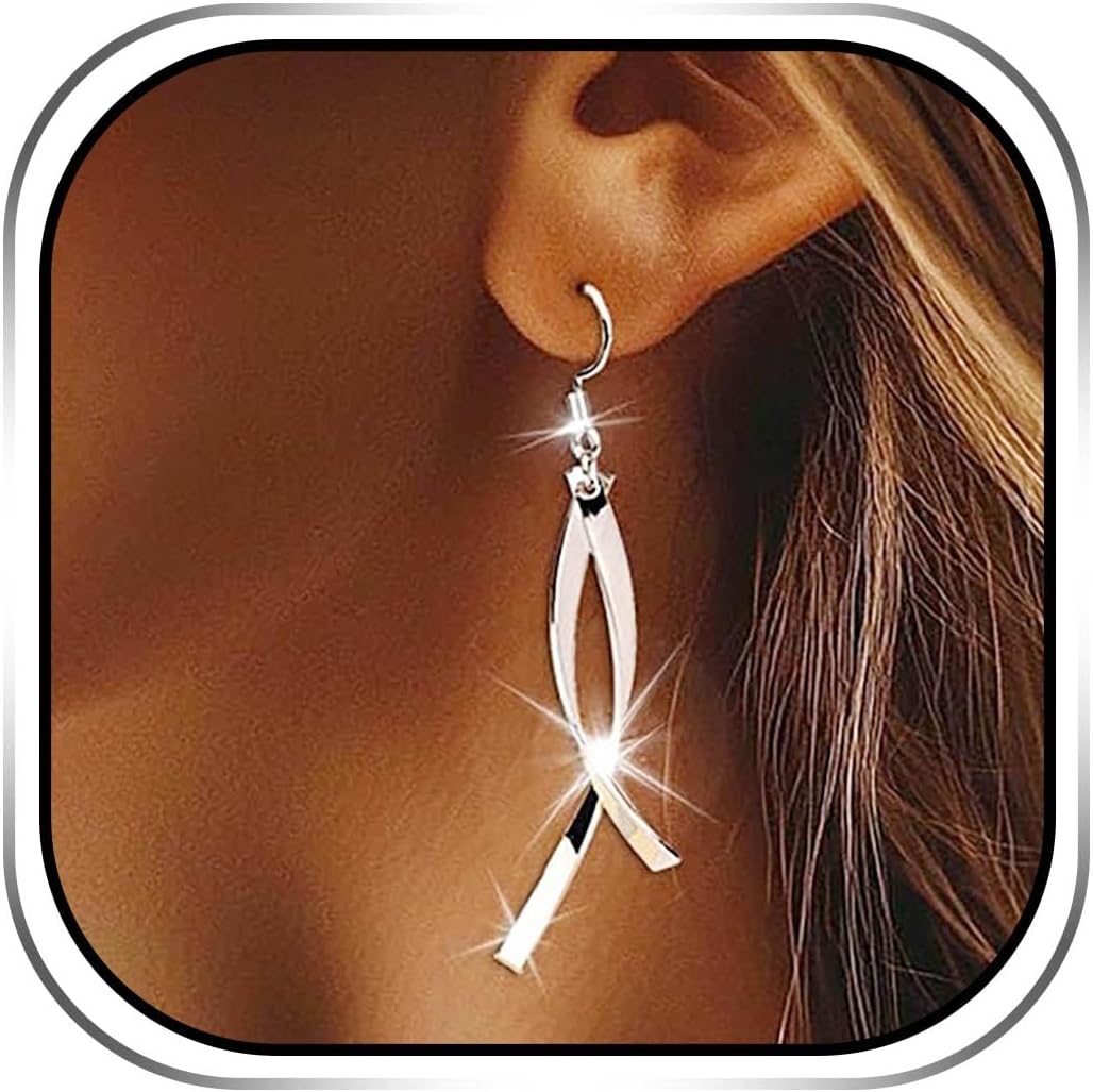 Campsis Silver Dangle Earrings for women, Leverback Hook Earrings