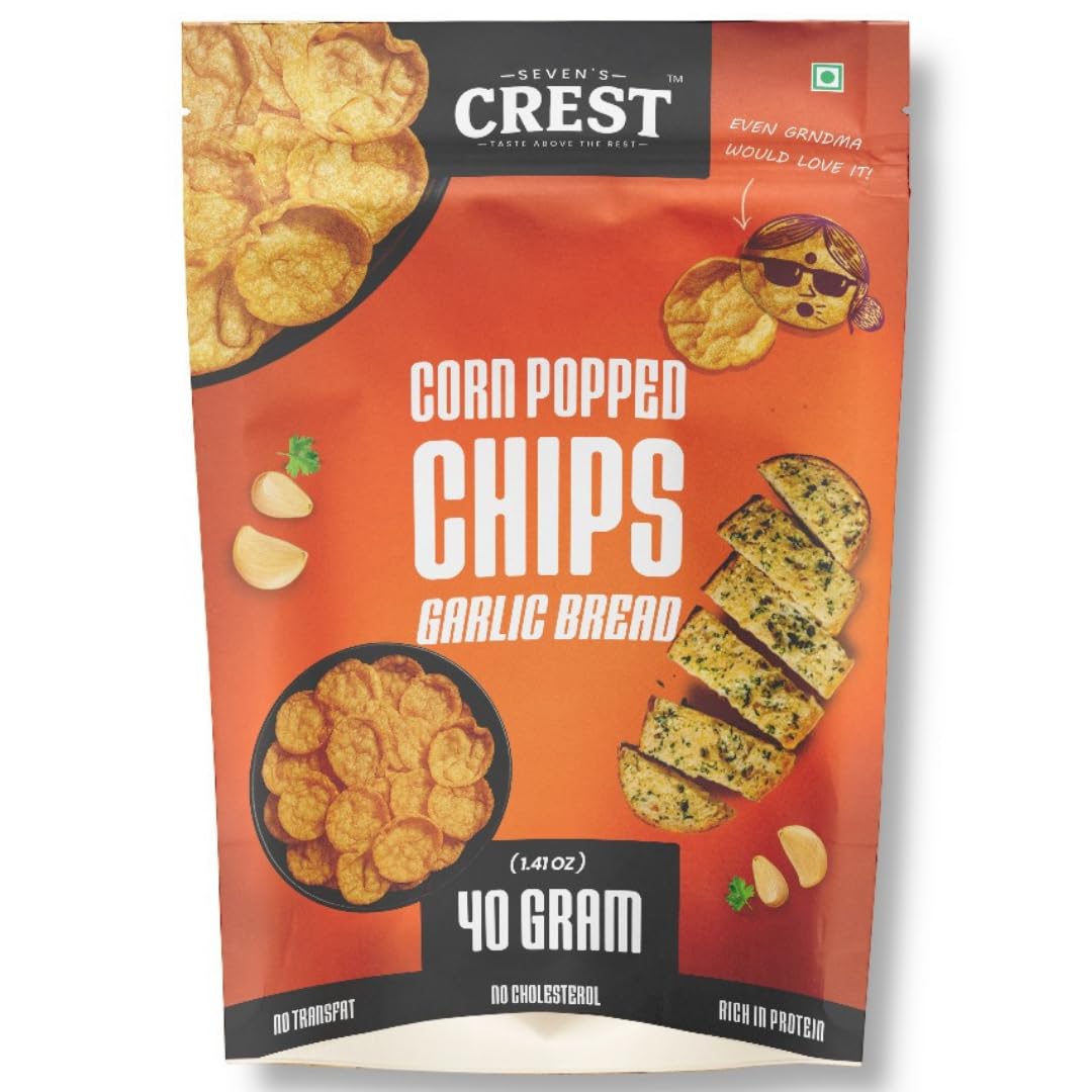 Seven's Crest Corn Popped Chips – Garlic Bread Flavor 40g x Pack of 1| Crunchy, Savory & Healthy Snack | No Trans Fat | No Preservatives | Gluten-Free | Guilt-Free Snacking-image-30