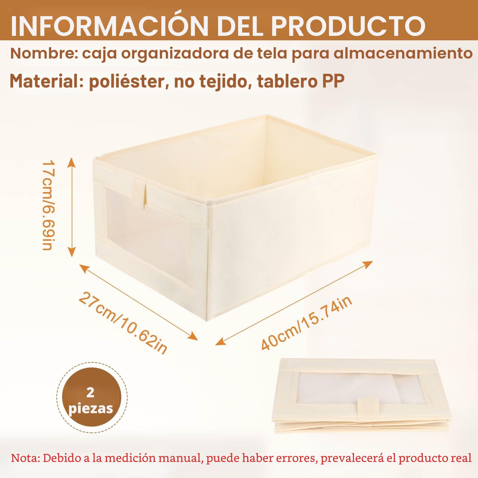 2 organizadores de armario, caja de almacenaje plegable con ventana transparente para ropa, libros, cosméticos, juguetes