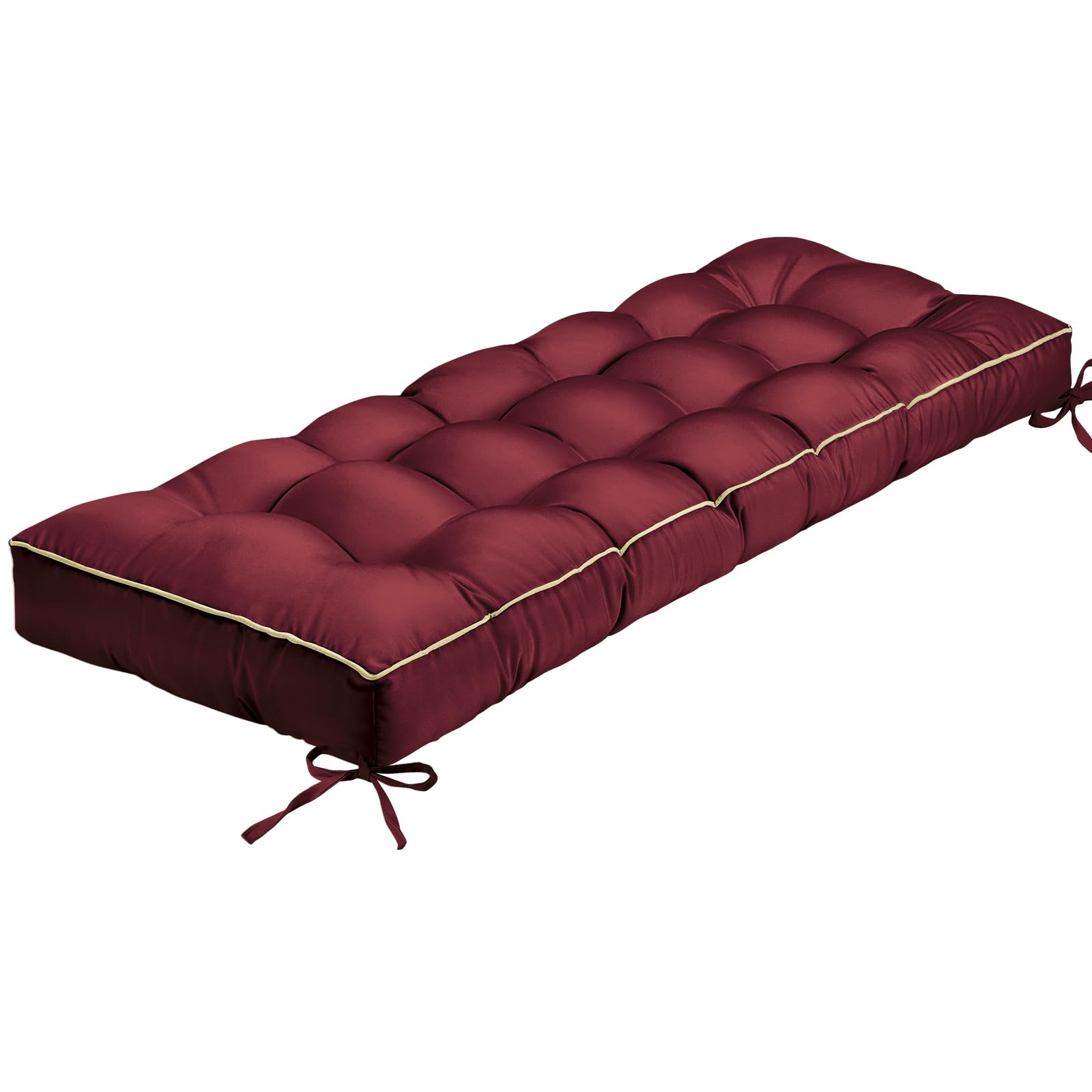 TaiBest Outdoor Bench Cushion, Tufted Patio Seat Pad for Garden Bench, Porch Swing, Indoor/Outoor Furniture (Red, 122X46X10cm)