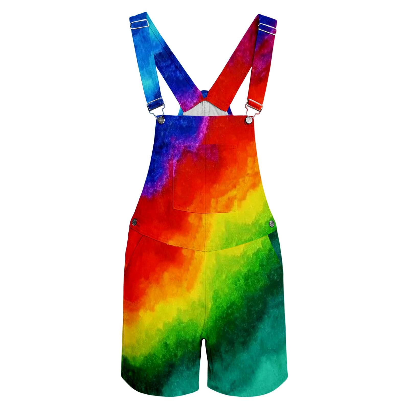 Pride Month - Salopette da uomo, vestibilità ampia, con tasche, gay LGBTQ, colorata, con spalline regolabili, abbigliamento casual per feste estive in spiaggia