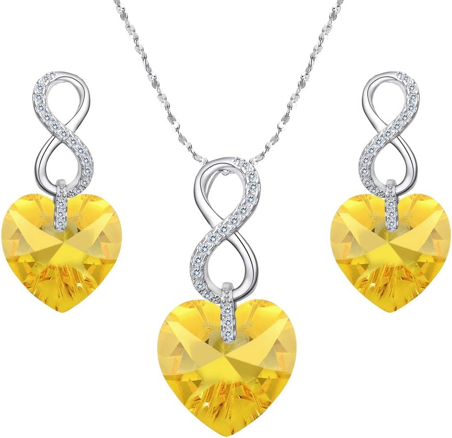 EVER FAITH 925 Sterling Silver CZ Figure 8 Infinity Love Heart Pendant Necklace Earrings Set