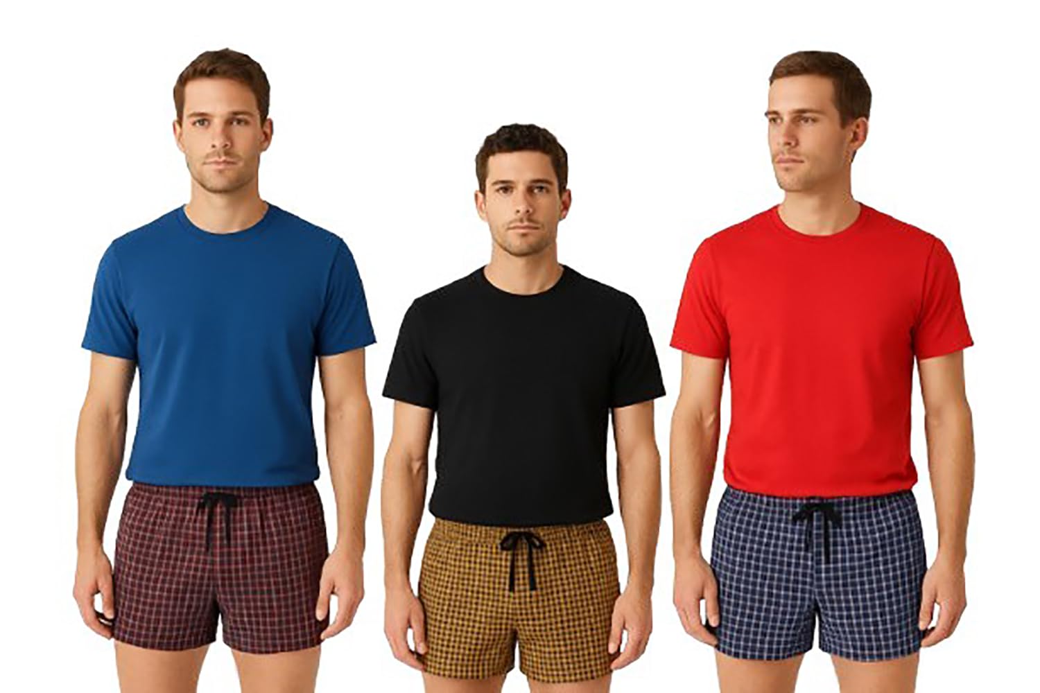 vinilluxe Men's Cotton Plaid Boxer Shorts, Navy Blue and Black Check Pattern, Drawstring Waist, Comfort Fit-picture-13