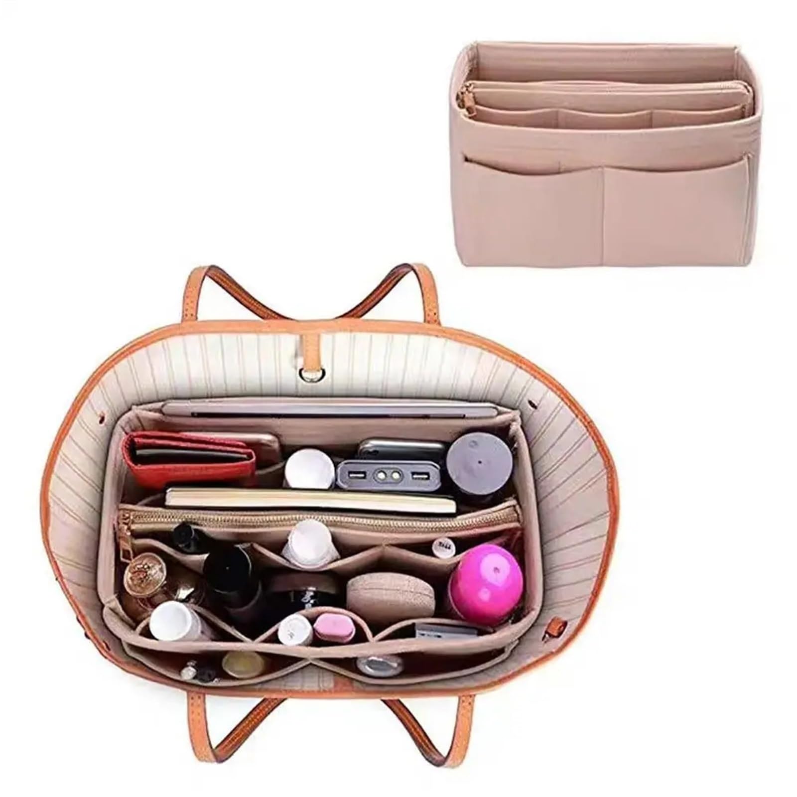 Forro interior de bolso Forro De Fieltro For Insertar, Organizador Maquillaje, Bolsa Cosméticos, Interior For Bolso Mano(Gray,M)