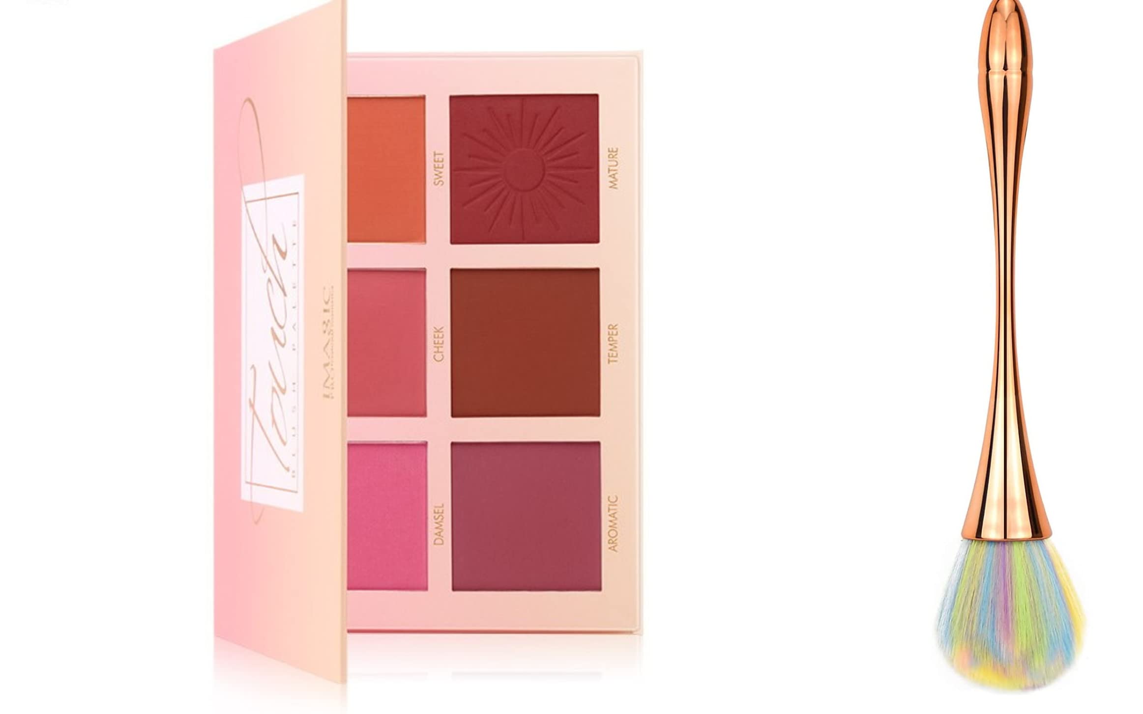 COSLUXE IMAGIC Professional Cosmetics 6 Color Touch Blush Palette 1 Piece, Blush Brush for Daily Makeup - Multicolor