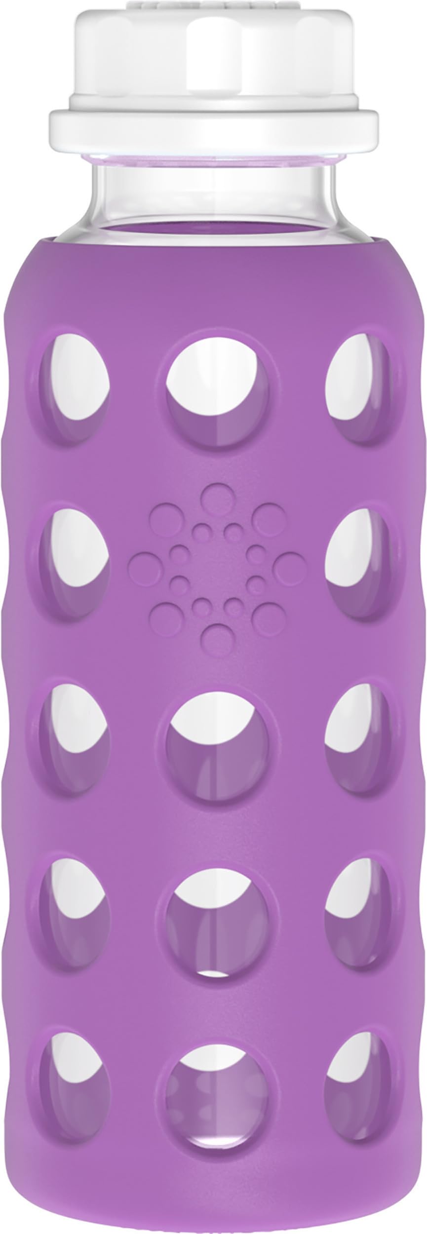 Lifefactory9-Ounce BPA-Free Glass Water Bottle with Flat Cap and Silicone Sleeve, Grape
