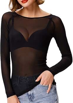 Sexy Long Sleeve Sheer Top Blouse Sunscreen Tee Shirt for