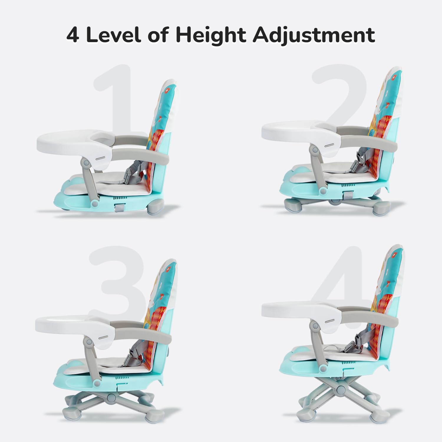 R for Rabbit Candy Pop Booster Chair for Baby | 2 in 1 Kids Feeding Chair with 4 Level Height Adjustment & 3 Point Safety Belt with Removable Dining Tray for Age 6 Months to 3 Years Infants (Aqua Blue) 1