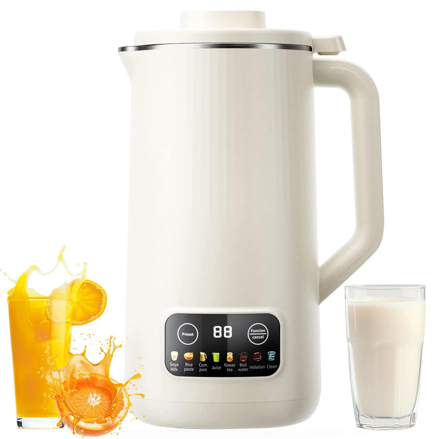 Automatyczna maszyna do produkcji mleka sojowego, 600 ml, maszyna do produkcji mleka orzechowego z 10 ostrzami, opóźniony start, podtrzymywanie ciepła, samoczyszcząca, urządzenie d