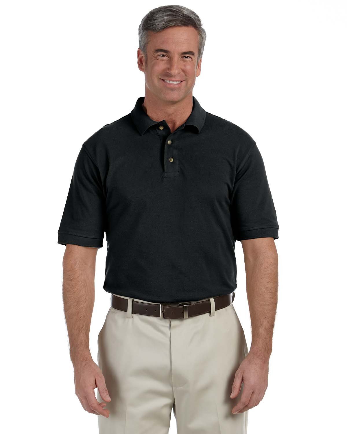 Polo noir homme coton piqué Harriton 3XL coupe ample anti-transpiration - 2