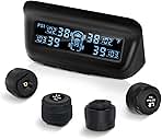 Tire Pressure Monitoring System, RV/Trailler TPMS with Solar Charging & Auto Calibration, M13 LCD Display tpms 4 sensors (0-87PSI)