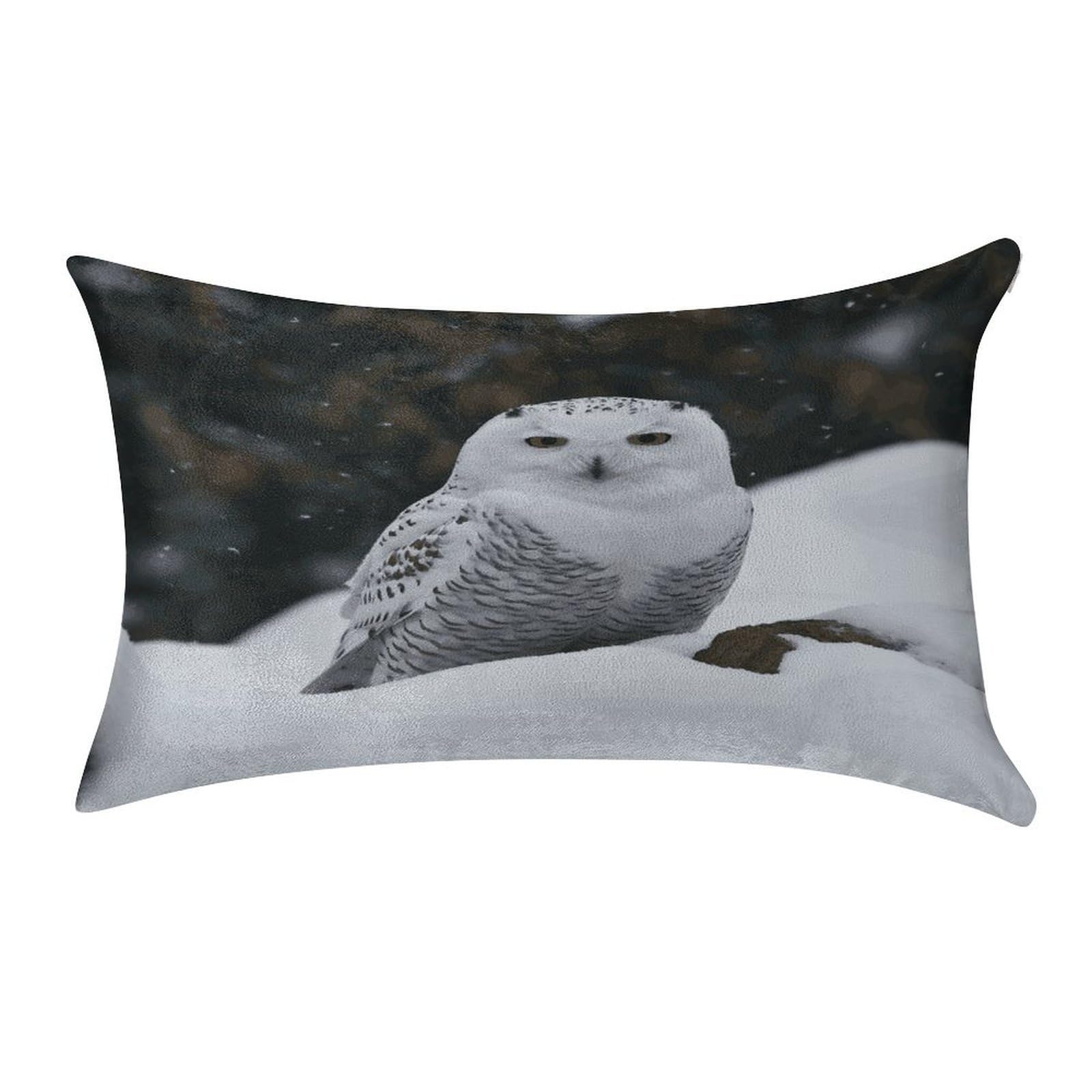 MUSM Snow Owl Pillow Case 12"X20" Luxury Velvet Throw Pillow Cover Fade Resistant Cozy Soft Pillowcases Pillow Protector Pillow Shams Lumbar Pillow Shells for Home&Gifts
