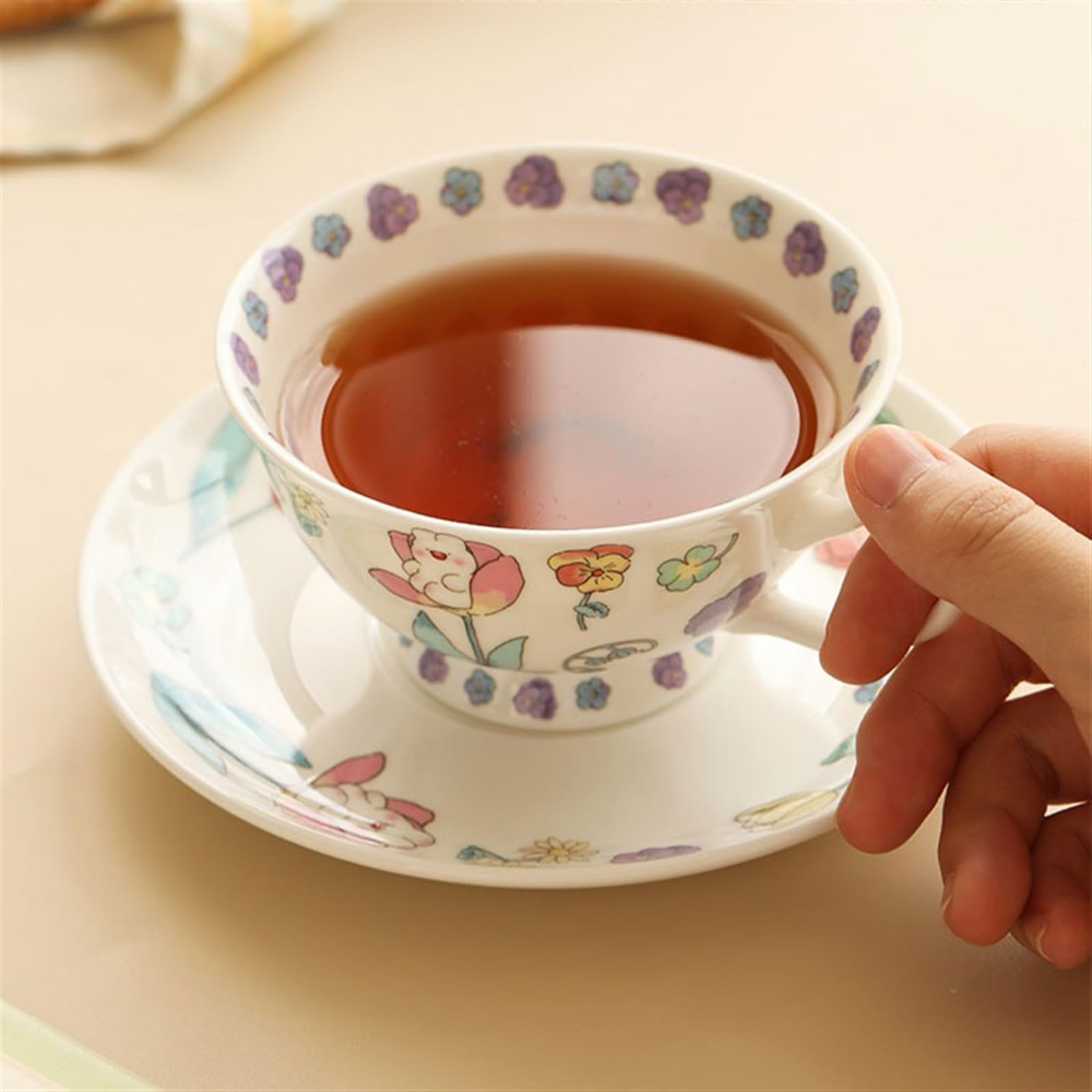 Kubek do kawy - wysokiej jakości ceramiczny zestaw filiżanek do herbaty i spodków - 240 ml wykwintne popołudnie, idealny na świąteczne prezenty i do użytku domowego