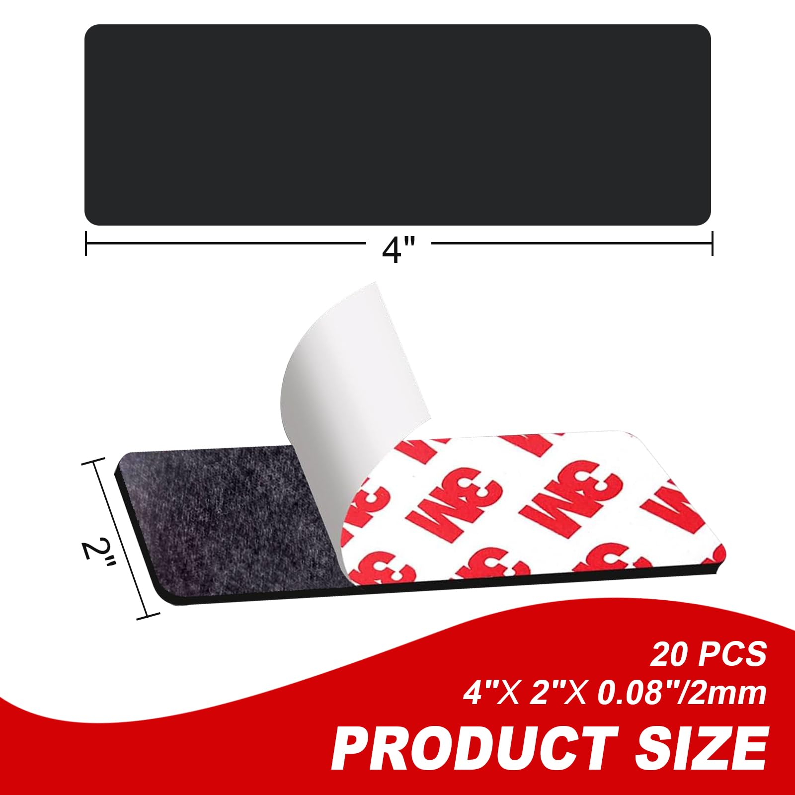 Thaibear 20 strisce magnetiche con retro adesivo, 10,2 x 5,1 cm, nastro magnetico flessibile e resistente, per fai da te, fai da te, frigorifero, nastro magnetico adesivo da parete
