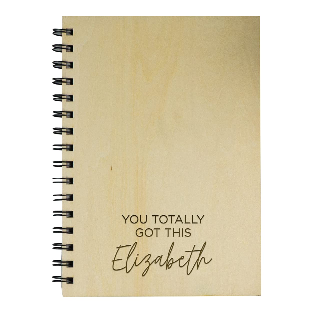 Personalised wooden motivational notebook. Personalised A5 plain paper sketch book, bullet journal