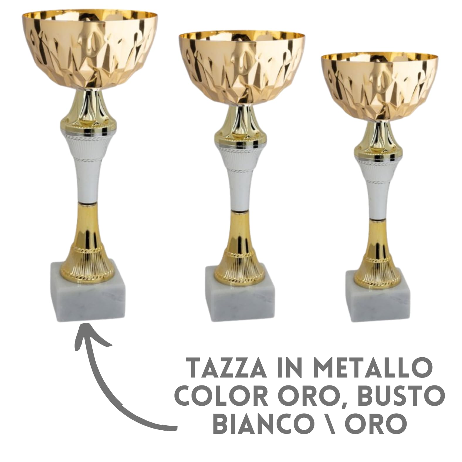 Tris di Premiazioni Personalizzate Economiche Coppe e Trofei Sportivi con Targhetta Inclusa Premio per Tutti Gli Sport e Riconoscimento o Fantacalcio (13.599)