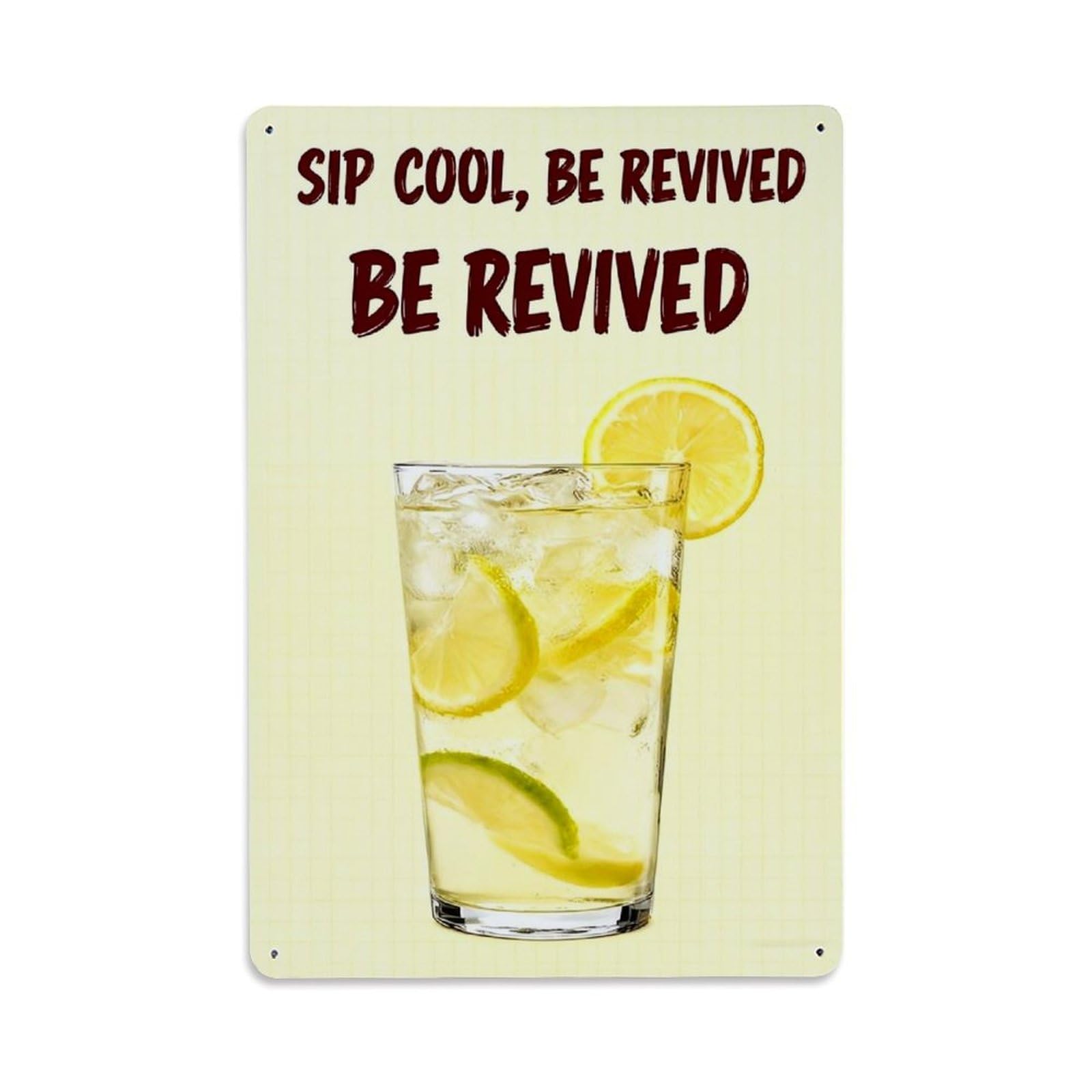 Jdfenggu Vintage Lemon Ice Drink Glass Slice Retro Metal Tin Sign, Decor Art Poster For Bar, Home, Man Cave, Kitchen, Laundry Room Gift 8X12inch