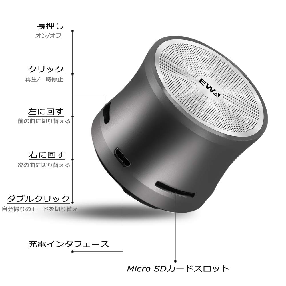 Amazon.co.jp: EWA Bluetoothスピーカー 超コンパクト設計 軽量化 自