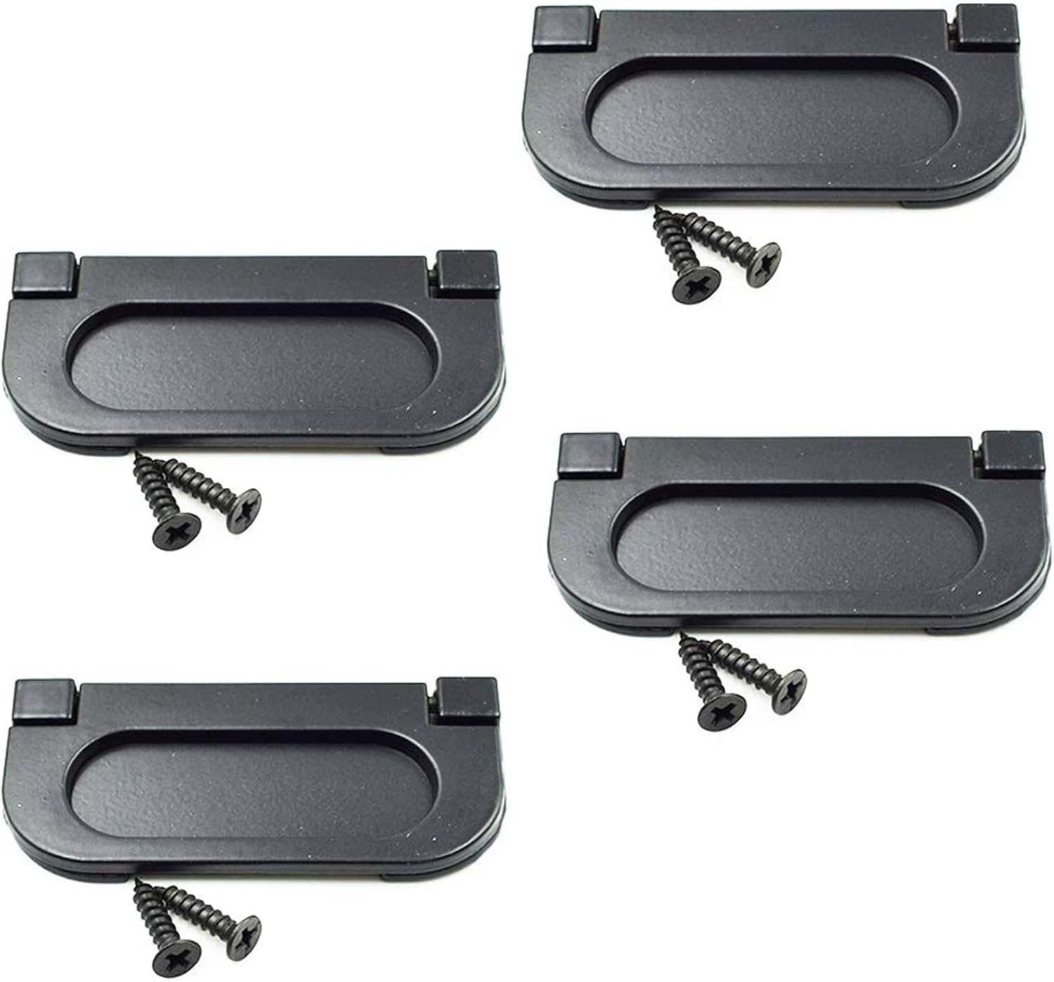 LC LICTOP 2.9 Inch Flush Pull Ring Handles 4 Pcs, Hidden Recessed Furniture Grip, Drawers Cabinet Flush Ring Sliding Door Pull Handle, Metal Matt Black