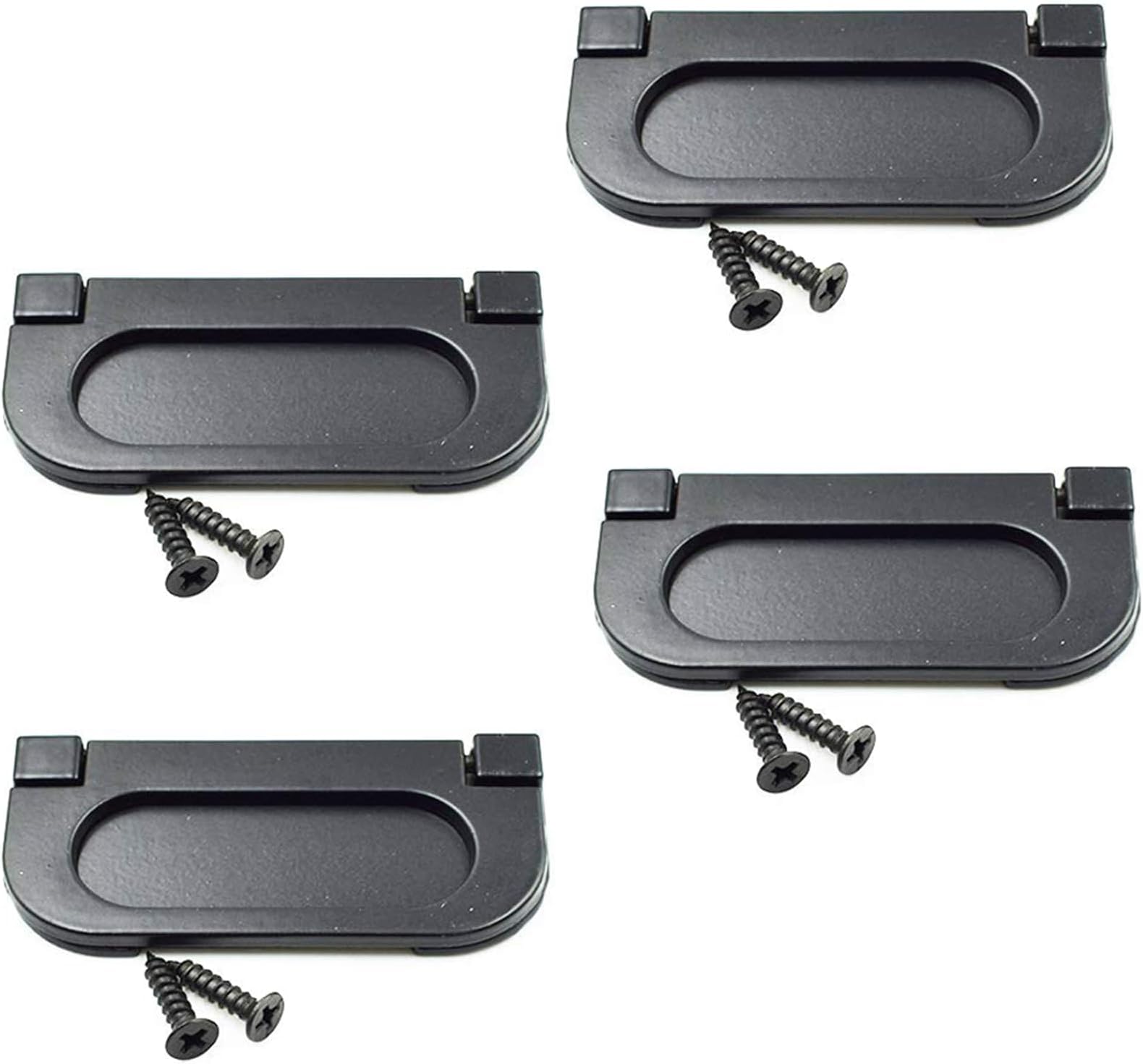 LC LICTOP 2.9 Inch Flush Pull Ring Handles 4 Pcs, Hidden Recessed Furniture Grip, Drawers Cabinet Flush Ring Sliding Door Pull Handle, Metal Matt Black