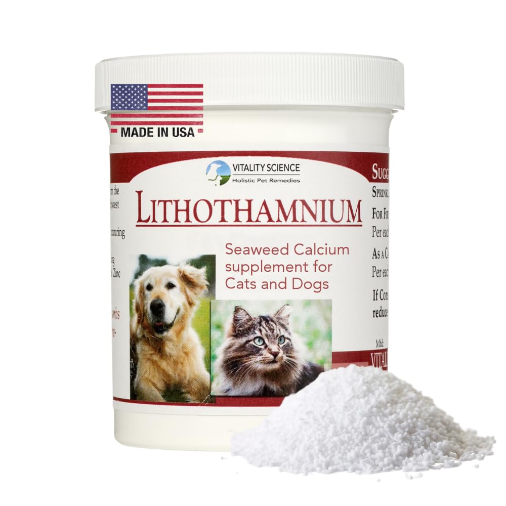 Vitality Science Natural Red Seaweed Lithothamnium Calcium Supplements for Cats and Dogs | Easy Absorption | Promotes Healthy Bones and Joints |
